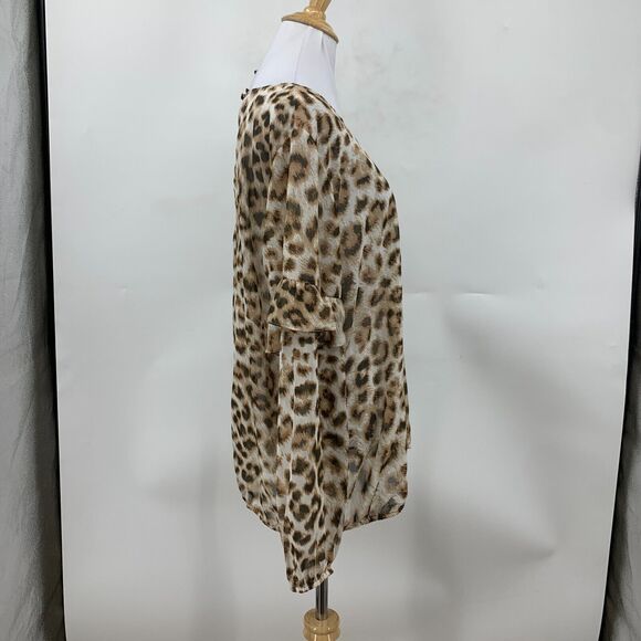 Wrangler Retro Blouse Womens XL Extra Large Cheetah Sheer Ruffle Tiered Sleeve - Picture 5 of 15